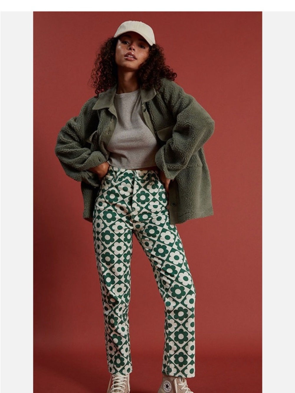 PacSun Green Floral Print High-Rise Pants